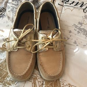 Sperry Songfish Gold Snakeskin Loafer- EUC